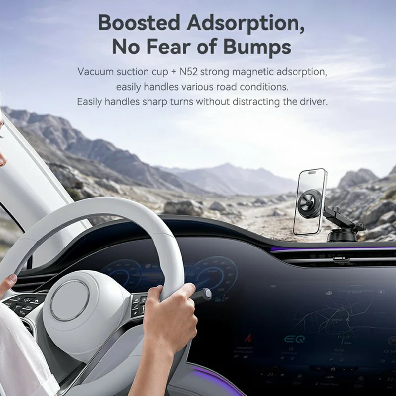YESIDO C284 2 in 1 Vacuum Suction Magnetic Car Phone Mount 360 Degree Rotation for Dashboard / Windshield - Black