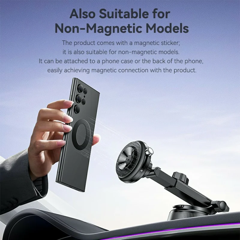 YESIDO C284 2 in 1 Vacuum Suction Magnetic Car Phone Mount 360 Degree Rotation for Dashboard / Windshield - Black
