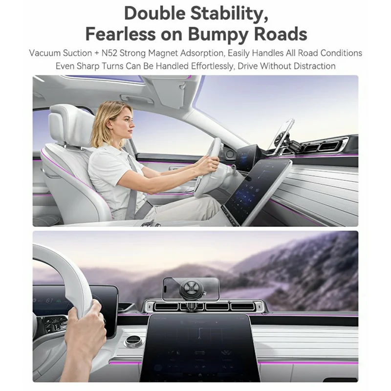 YESIDO C258 Magnetic Vacuum Suction 2 in 1 Car Air Vent Phone Mount Cellphone Bracket - Black