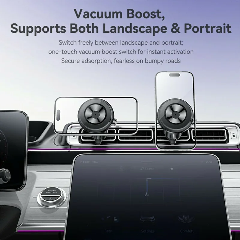 YESIDO C258 Magnetic Vacuum Suction 2 in 1 Car Air Vent Phone Mount Cellphone Bracket - Black