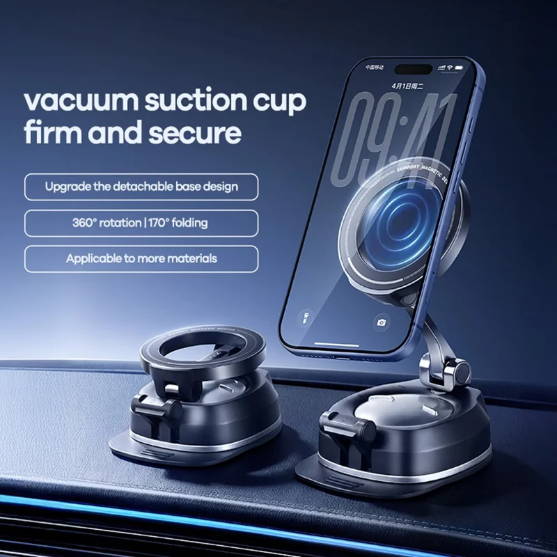 REMAX RM-C05 Magnetic Car Phone Holder with Vacuum Suction Base + Nano Adhesive Base - Black