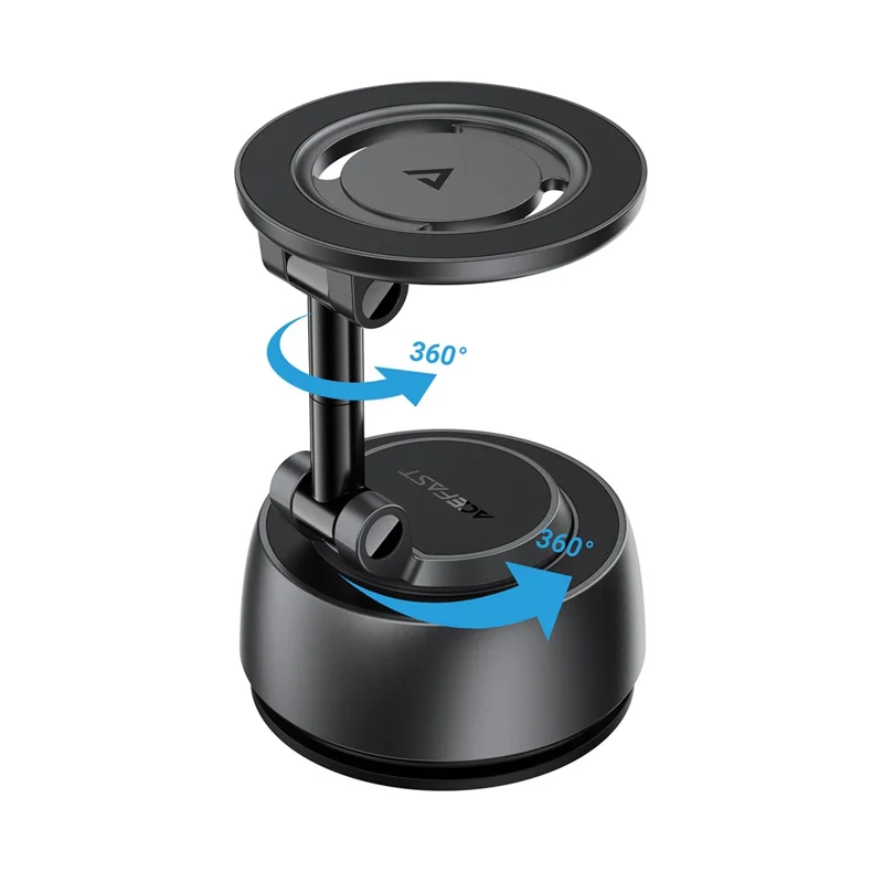 ACEFAST E54 Electric Suction Cup Magnetic Car Phone Holder 360° Rotation Dashboard Mount - Metal Grey