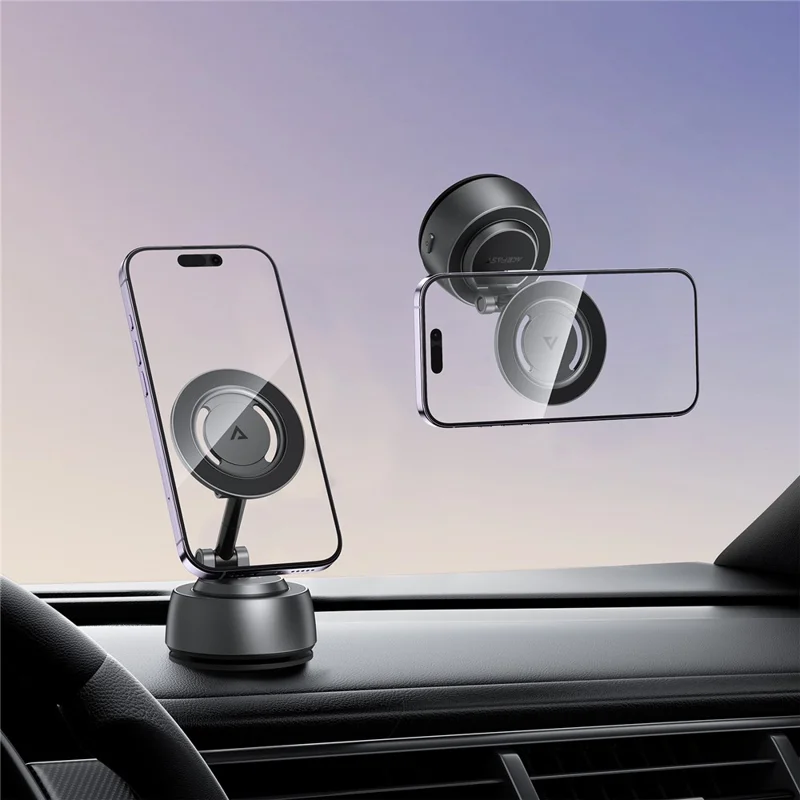 ACEFAST E54 Electric Suction Cup Magnetic Car Phone Holder 360° Rotation Dashboard Mount - Metal Grey