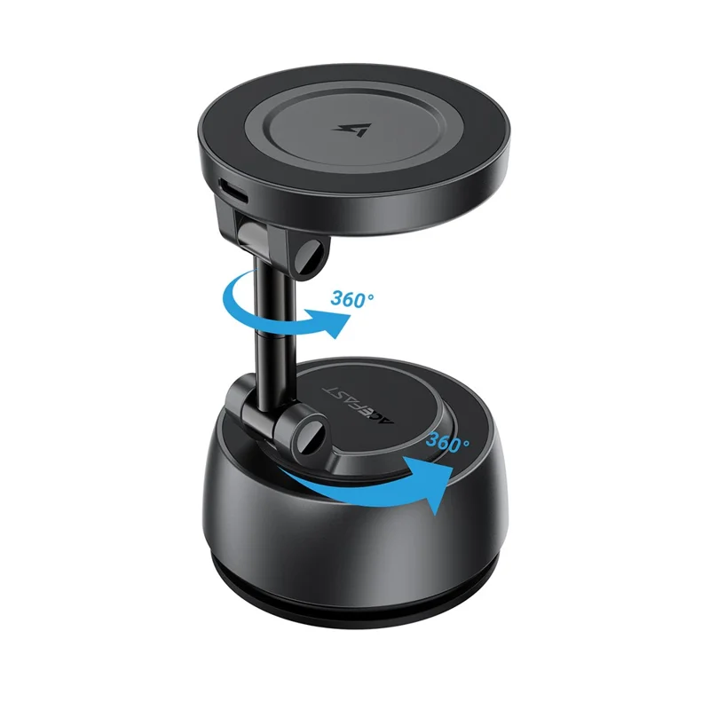 ACEFAST E53 Caricabatterie Magnetico Wireless per Auto 15 W con Supporto a Ventosa Elettrica - Grigio Metallizzato