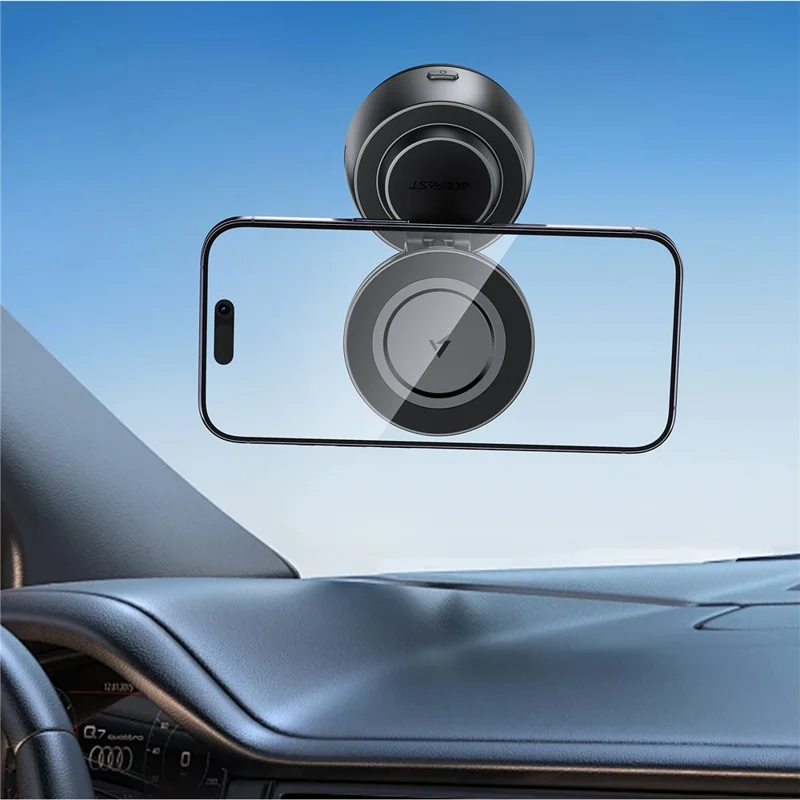ACEFAST E53 Caricabatterie Magnetico Wireless per Auto 15 W con Supporto a Ventosa Elettrica - Grigio Metallizzato