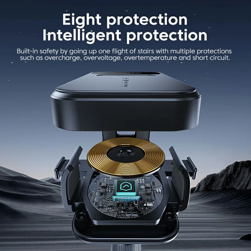 X17 15W Qi Wireless Charging Phone Holder 360-Degree Rotating Air Vent Car Mount - Black