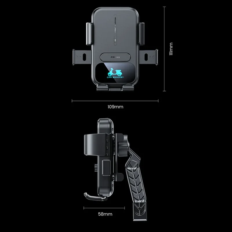 X18 15W Wireless Charging Phone Mount Waterproof 360-Degree Rotation for Electric Motorcycles - Black