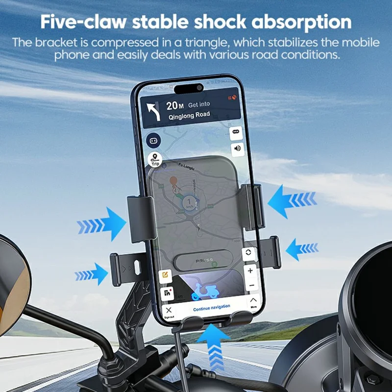 X18 15W Wireless Charging Phone Mount Waterproof 360-Degree Rotation for Electric Motorcycles - Black