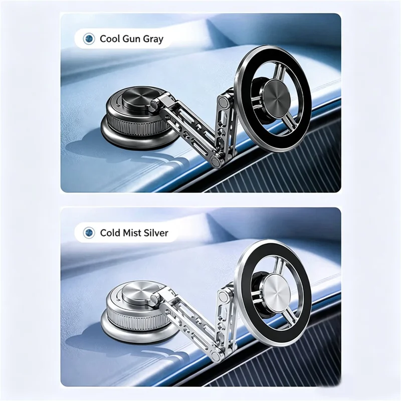 CX-08 Vacuum Suction Phone Holder 360 Degree Rotating Foldable Magnetic Mount for Dashboard - Silver