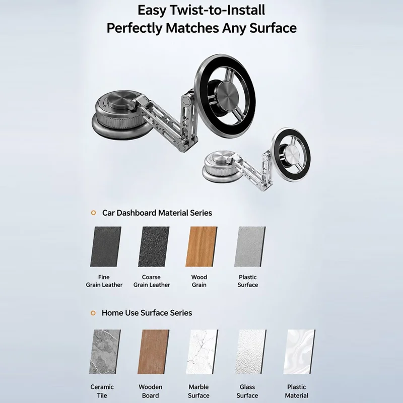 CX-08 Vacuum Suction Phone Holder 360 Degree Rotating Foldable Magnetic Mount for Dashboard - Silver
