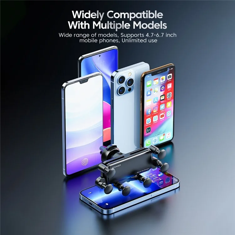 Suporte de Telefone para Carro ESSAGER TURUI Series, Suporte de Ar Gravidade 360-graus, Compatível com Celulares de 4.7-6.7 polegadas