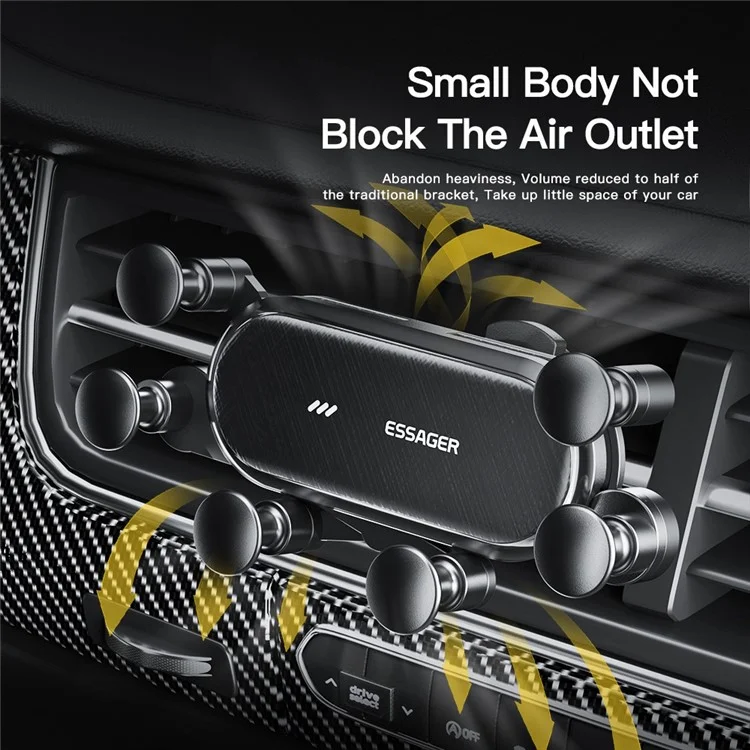 Essager Weichi Series Car Gravity Phone Mount Air Вентилятор Держатель Телефона с 360-градусным Вращающимся Мячом Для Мобильных Телефонов 4,7-6,7 Дюйма