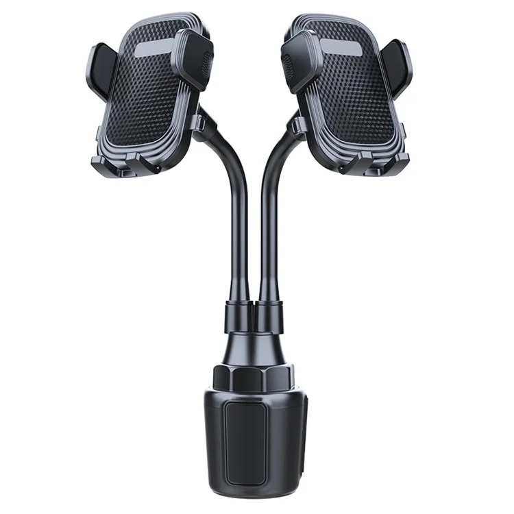 Universal Dual Head Flexible Rod Car Cup Holder Mobile Phone Stand 360 Degrees Rotating Bracket