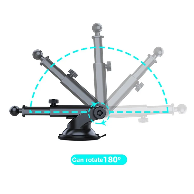 Car Dashboard Windshield Suction Cup Mount Phone Holder Telescopic Arm 360 Degrees Rotating Bracket