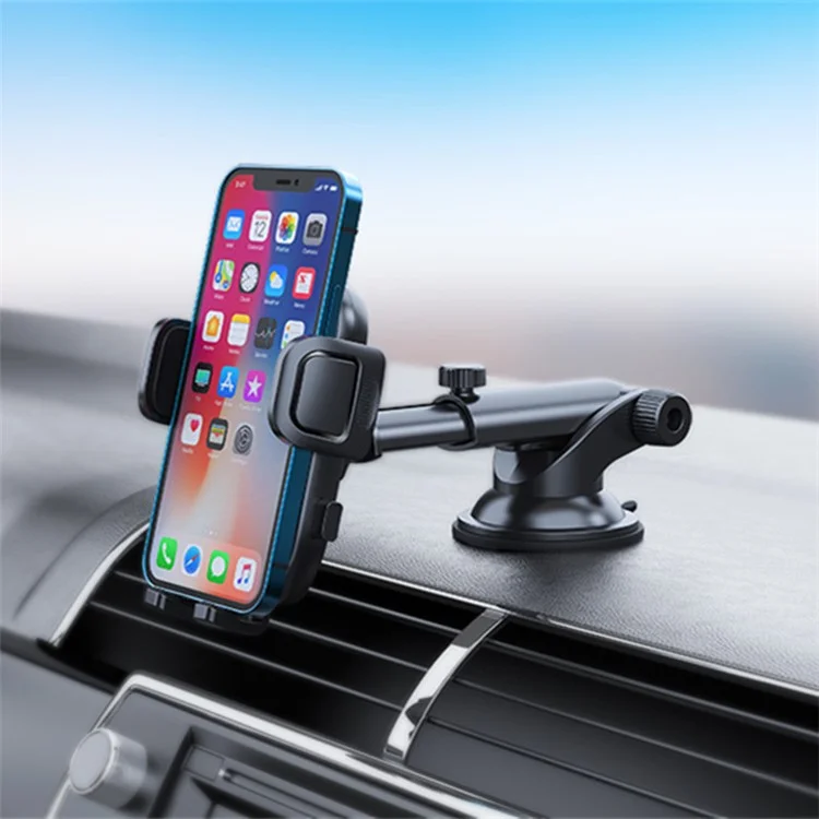 Car Dashboard Windshield Suction Cup Mount Phone Holder Telescopic Arm 360 Degrees Rotating Bracket