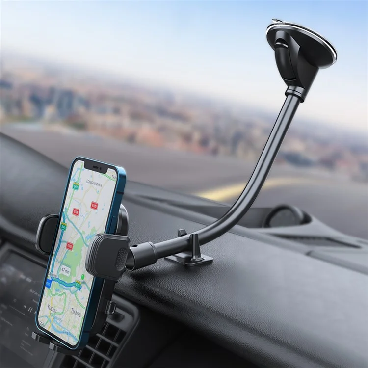 Universal Suction Cup Long Rod Car Windshield Mount Mobile Phone Holder Stand 360 Degrees Rotatable Bracket