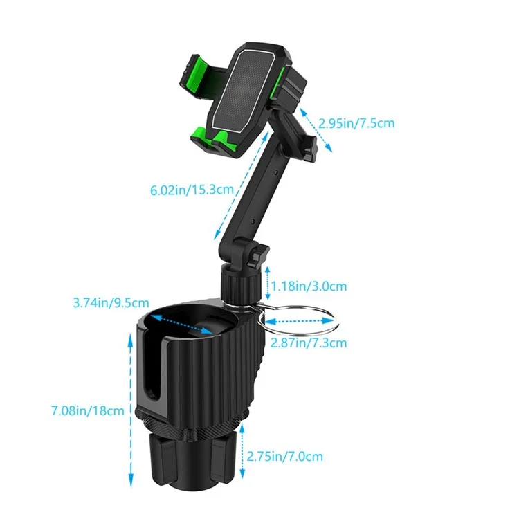 C004 Multi-functional Adjustable Car Drink Cup Bottle Holder Mobile Phone Bracket - Grey