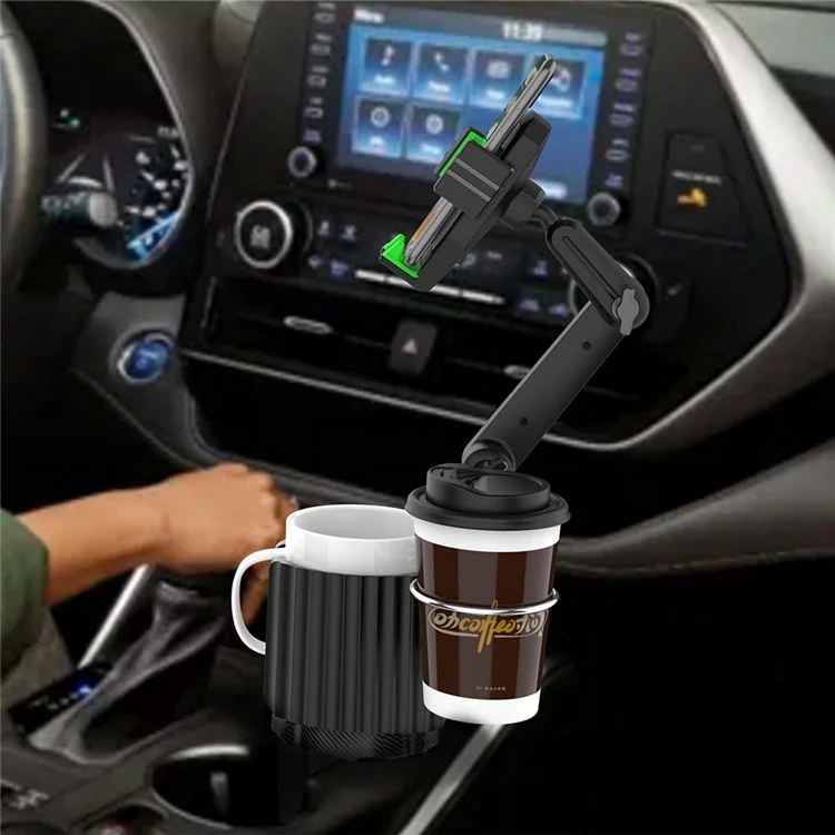C004 Multi-functional Adjustable Car Drink Cup Bottle Holder Mobile Phone Bracket - Grey