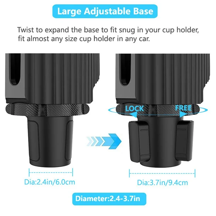 C004 Multi-functional Adjustable Car Drink Cup Bottle Holder Mobile Phone Bracket - Grey