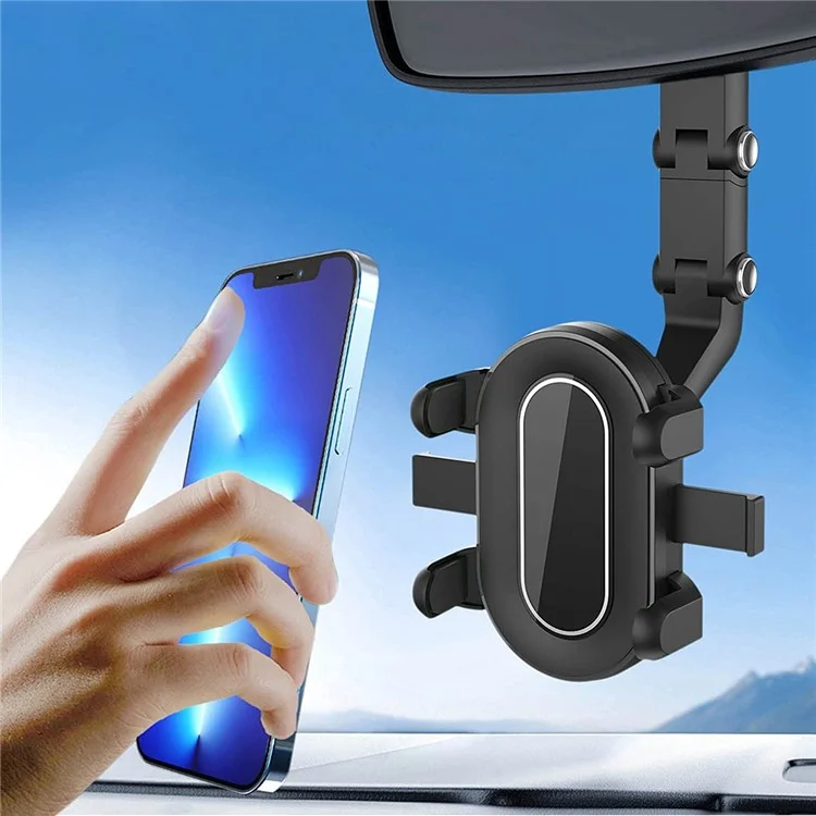 RM003 Multifunction Car Rearview Mirror Seat Back Phone Holder Kitchen Cellphone Bracket Video Recording Stand - Grey