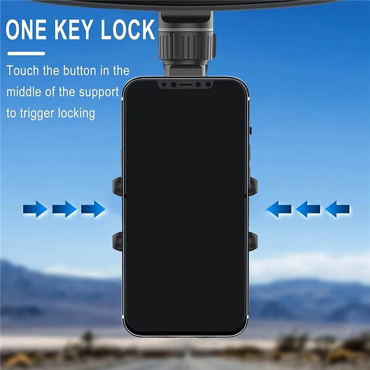 RM003 Multifunction Car Rearview Mirror Seat Back Phone Holder Kitchen Cellphone Bracket Video Recording Stand - Grey