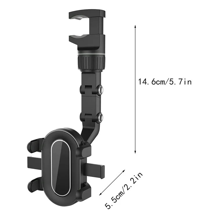 RM003 Multifunction Car Rearview Mirror Seat Back Phone Holder Kitchen Cellphone Bracket Video Recording Stand - Grey