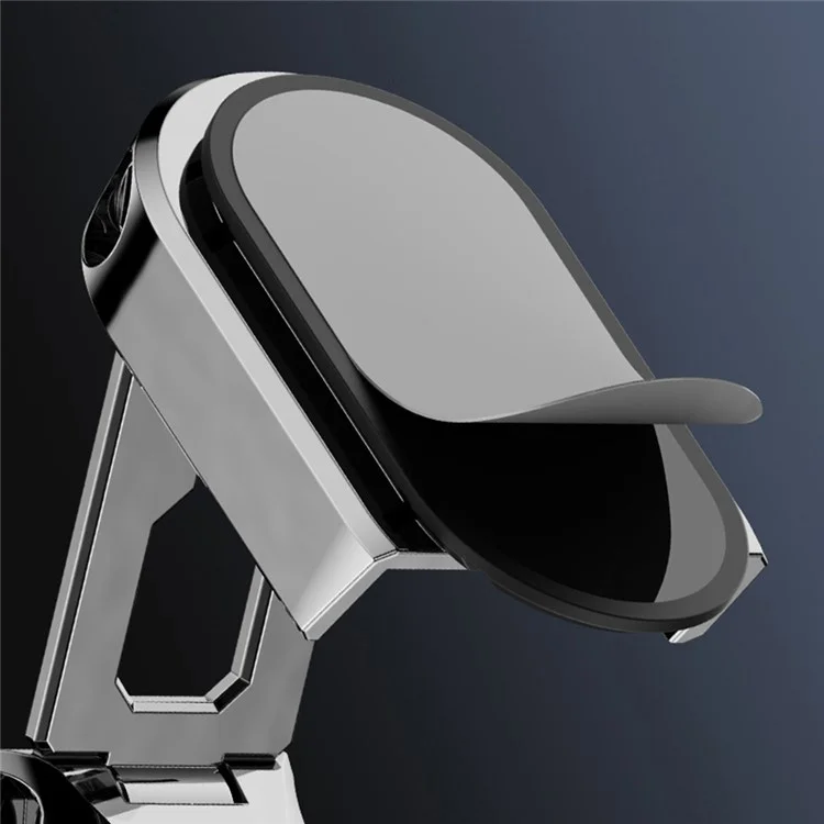 D11 Car Dashboard Phone Mount Multifunctional Folding Magnetic Phone Holder Metal Magnetic Phone Stand Support 360-Degree Rotating - Silver