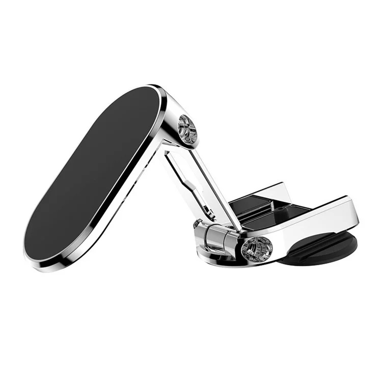 D11 Car Dashboard Phone Mount Multifunctional Folding Magnetic Phone Holder Metal Magnetic Phone Stand Support 360-Degree Rotating - Silver