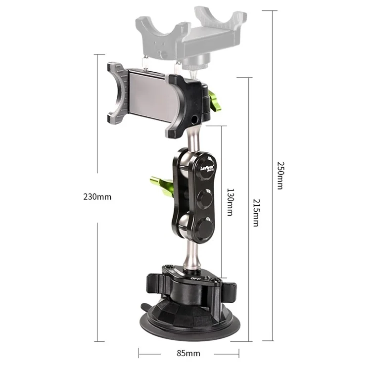 LANPARTE UBA-1 Support de téléphone rotatif universel Trépied de voyage Ventouse Cellule Photographie Bracket