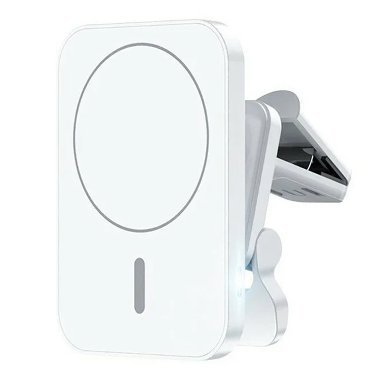 JJT-987 15W Magnetic Wireless Charger Air Vent Clip Mount Bracket Car Phone Holder - White