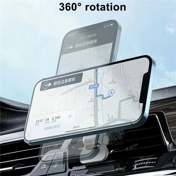 JJT-987 15W Magnetic Wireless Charger Air Vent Clip Mount Bracket Car Phone Holder - White