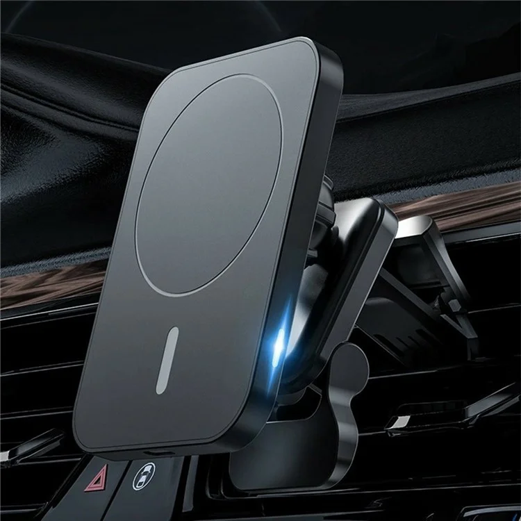 JJT-987 15W Magnetic Wireless Charger Air Vent Clip Mount Bracket Car Phone Holder - White
