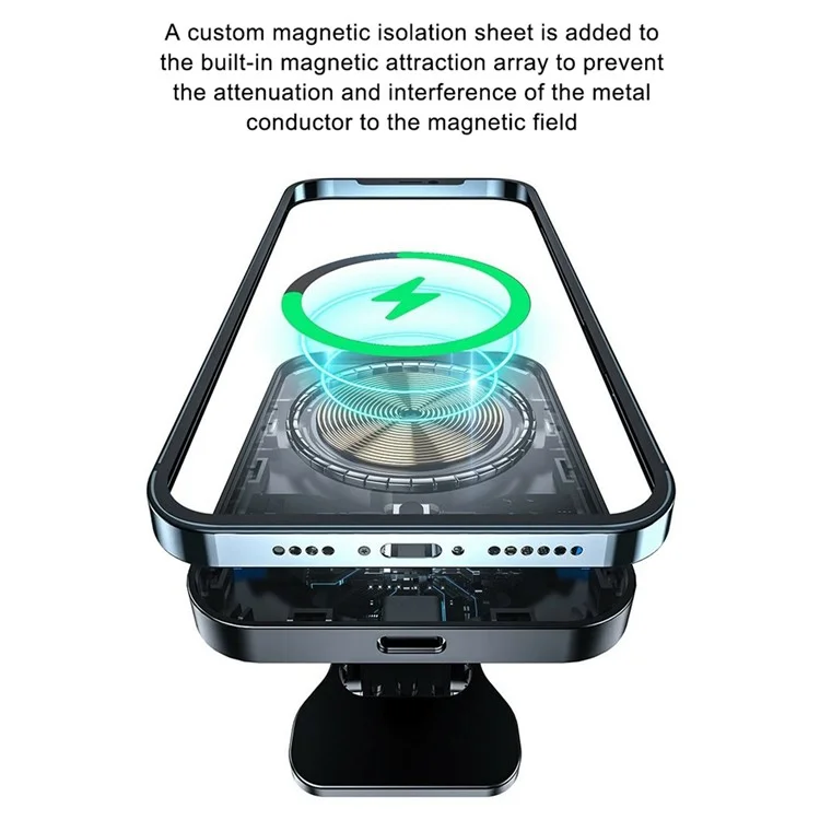 JJT-987 15W Magnetic Wireless Charger Air Vent Clip Mount Bracket Car Phone Holder - White