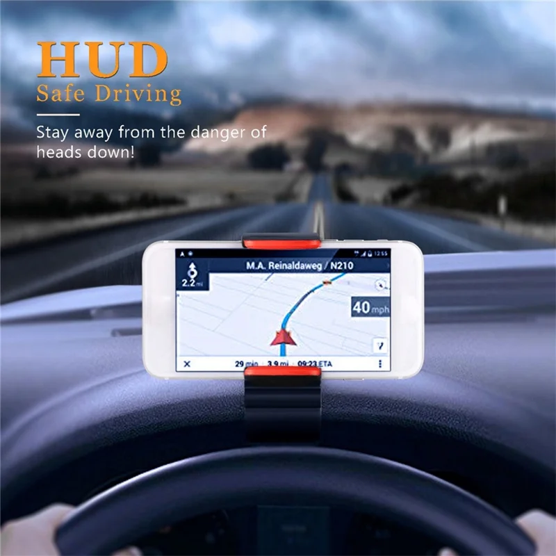Universal Clip-On Car HUD Dashboard Mount Phone Holder Clamp Non-slip Stand