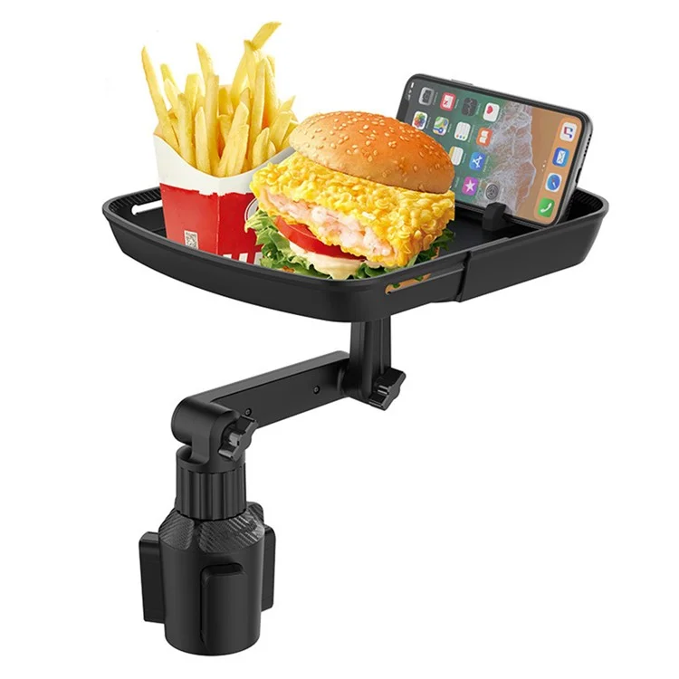 Coche Comida Mesa Bebida Bandeja de Alimentos Soporte Móvil Teléfono Giratorio Telescópico Soporte para Taza de Coche