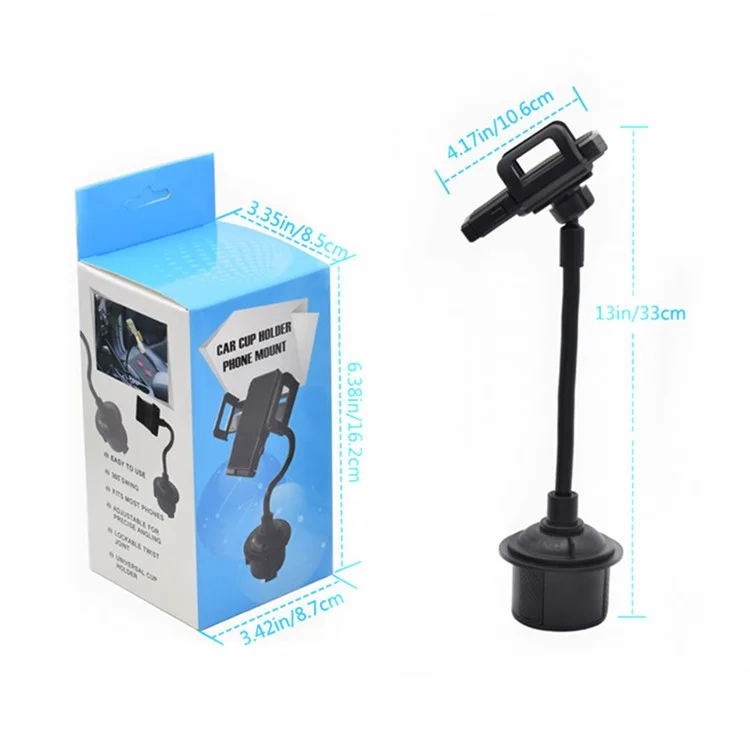 360 Degrees Rotation Car Cup Holder Phone Mount Bendable Hose Cellphone Bracket
