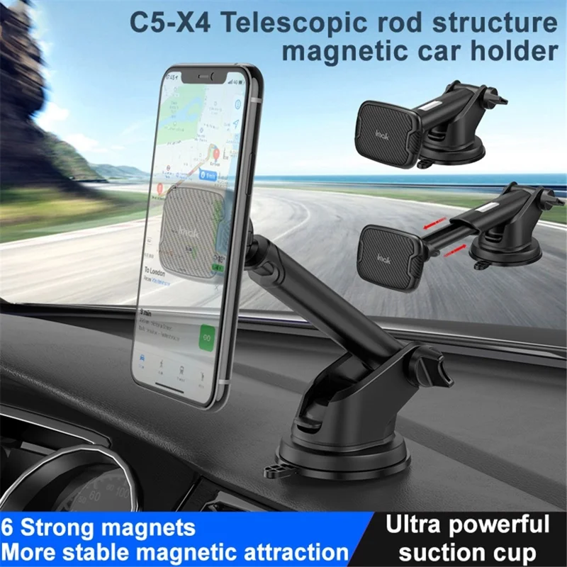 IMAK C5-X4 Telescopic Rod Magnetic Car Holder Suction Cup Base Cellphone Bracket
