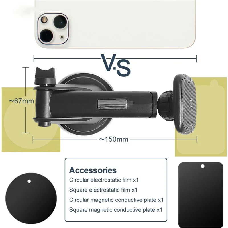 IMAK C5-X4 Telescopic Rod Magnetic Car Holder Suction Cup Base Cellphone Bracket