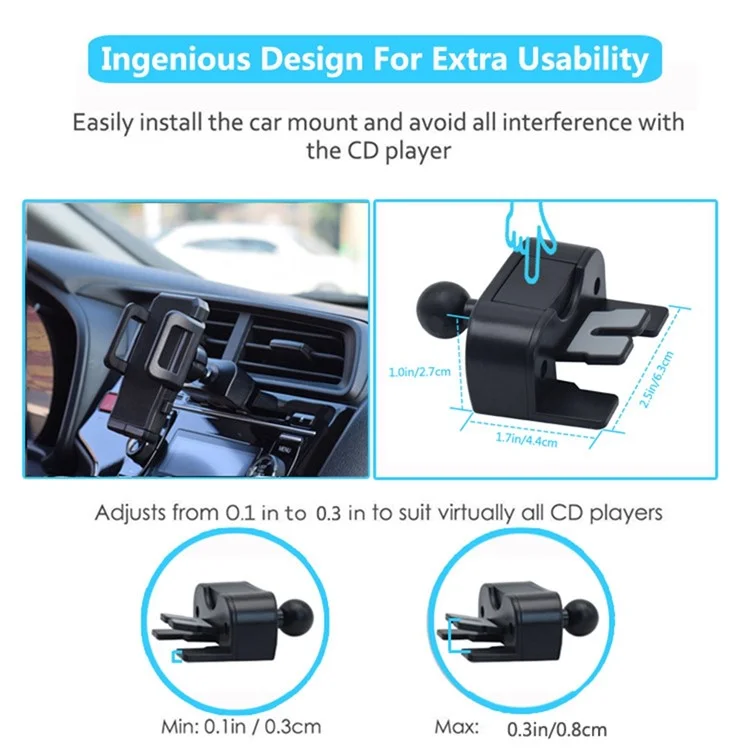 Multifunctional Car CD Port Mount Mobile Phone Holder 360° Rotation Cellphone Bracket Stand
