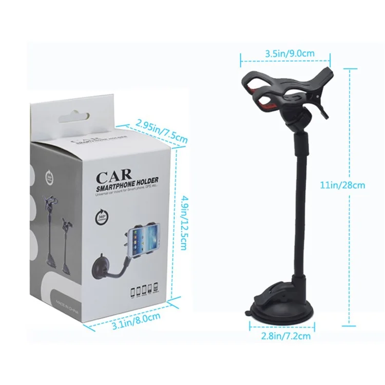 W011 Car Smartphone Bracket Bendable Arm Windshield Dashboard Sucker Mount Cell Phone Holder - Style A