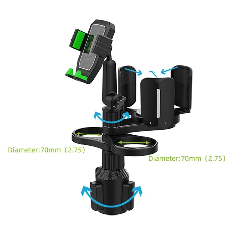 Car Cup Holder Phone Clip Expander Multifunctional Coffee Drink Instant Noodle Holder Tray Adjustable Rotation Cupholder - Green