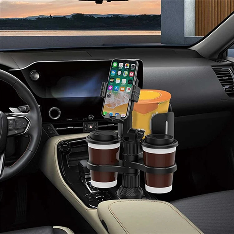 Car Cup Holder Phone Clip Expander Multifunctional Coffee Drink Instant Noodle Holder Tray Adjustable Rotation Cupholder - Green