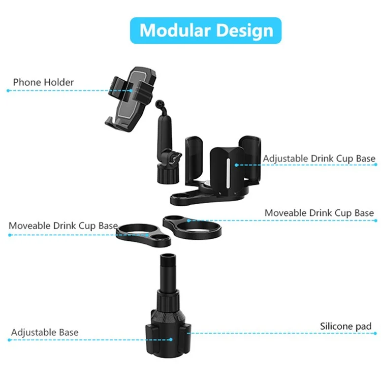 Car Cup Holder Phone Clip Expander Multifunctional Coffee Drink Instant Noodle Holder Tray Adjustable Rotation Cupholder - Green