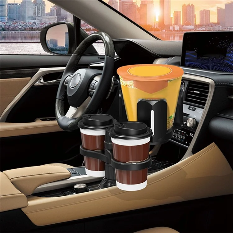 Organizador Ajustável Para Expansão do Suporte Para Porta -copos Multifuncionais Para Garrafas de Lanches Copo de Café Drinks - Preto