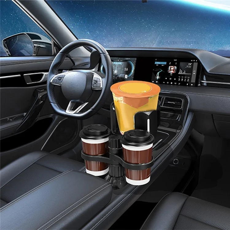 Organizador Ajustável Para Expansão do Suporte Para Porta -copos Multifuncionais Para Garrafas de Lanches Copo de Café Drinks - Preto