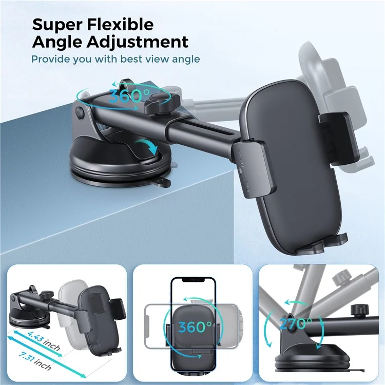 AHASTYLE TRONWIN JY04 360 Degree Rotation Car Suction Cup Mount Phone Holder with Air Vent Clip