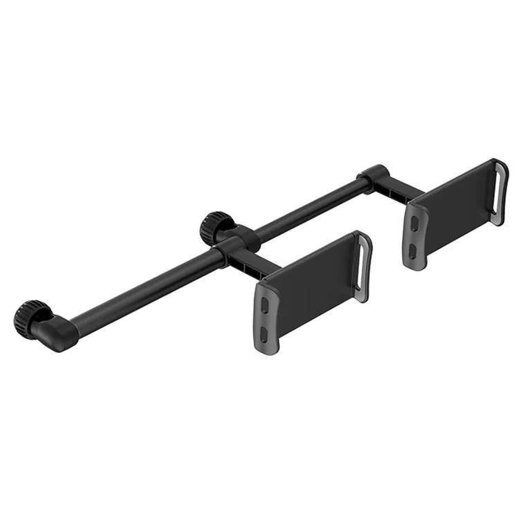 CHZ09 Double Clip Car Headrest Mount Phone Holder 360 Degree Rotating Telescopic Car Seat Tablet Stand Cradle - Black