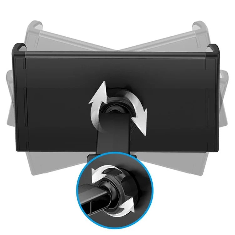 CHZ09 Double Clip Car Headrest Mount Phone Holder 360 Degree Rotating Telescopic Car Seat Tablet Stand Cradle - Black