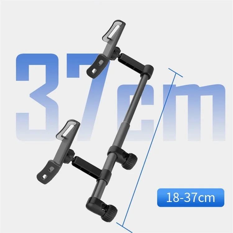 CHZ09 Double Clip Car Headrest Mount Phone Holder 360 Degree Rotating Telescopic Car Seat Tablet Stand Cradle - Black