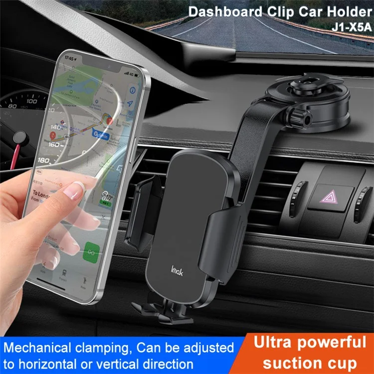 IMAK J1-X5A Dashboard Clip Car Holder 360-Degree Rotating Vehicle Phone Mount Anti-Shock Adjustable Phone Clip with Silicone Mat